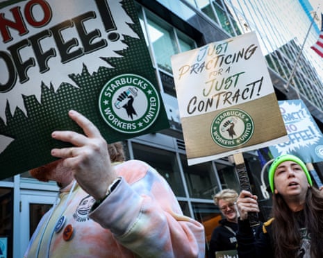 Starbucks Workers Launch Strike Across More Than 40 US Cities image from theguardian.com